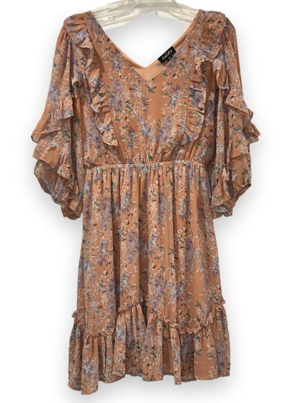 GiGiO Peach/Floral Print Dress Women's Small